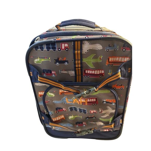 Pottery barn kids boys travel bag vehicle print rollers handle - Picture 1 of 15